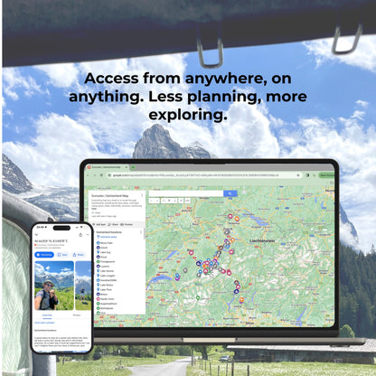 iPhone and laptop mockup of Switzerland map