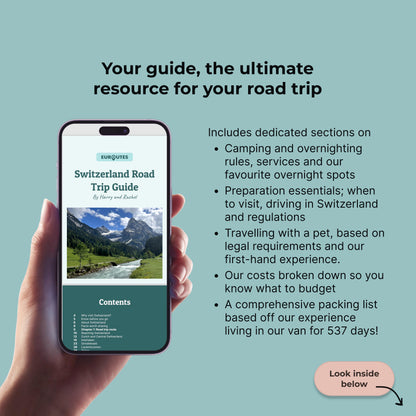 iPhone mock up of Switzerland road trip guide