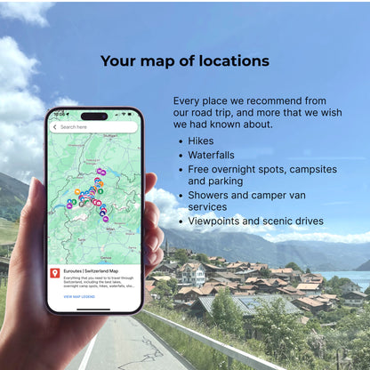 iPhone mockup of Switzerland map locations