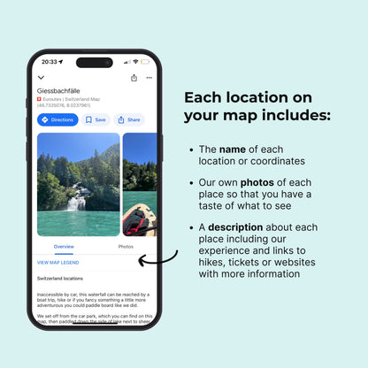 iPhone mockup of detailed Switzerland map locations