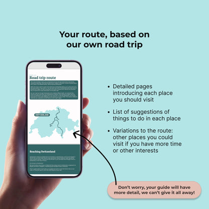 iPhone mock up of Switzerland road trip route