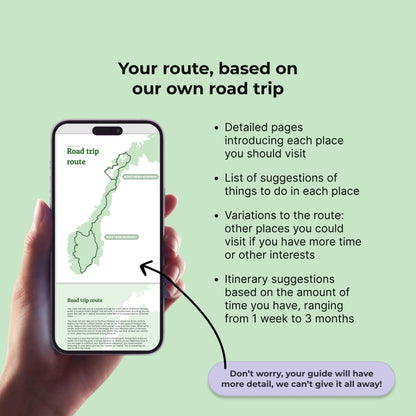 Iphone mock up of Norway road trip route 